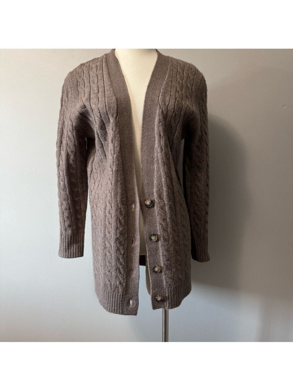 Guess Women's Brown Cable Knit Cardigan XS